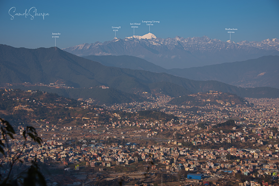 Mount Everest, Annapurna Range, Manaslu Range & Ganesh Himal seen from