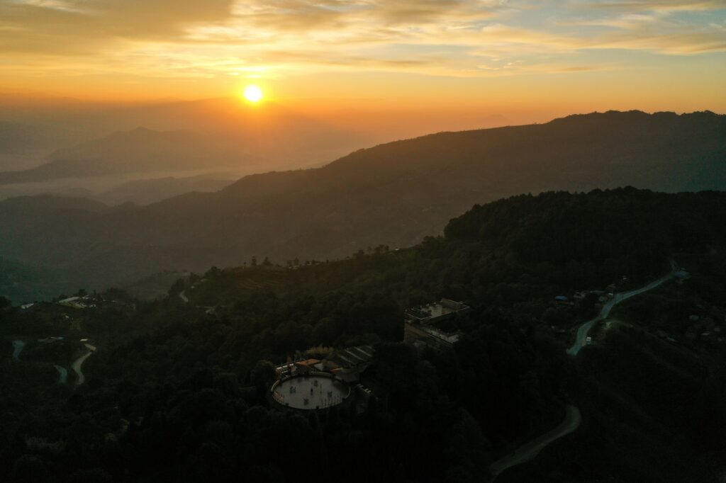sunset from club himalaya- best hotels in nagarkot
