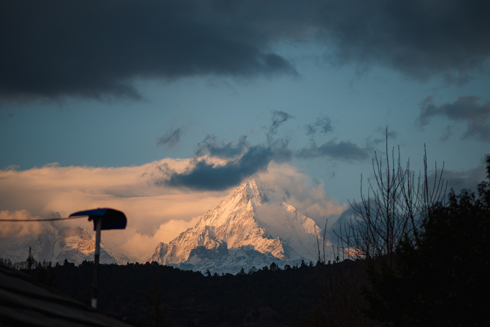 Annapurna Seen During the sunset from Nangi