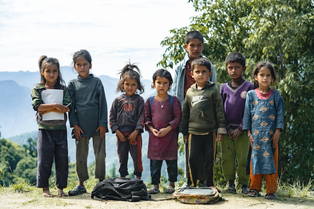 Kids posing for the camera before going to School, Kalikot. Photo: Abhishek Dhakal