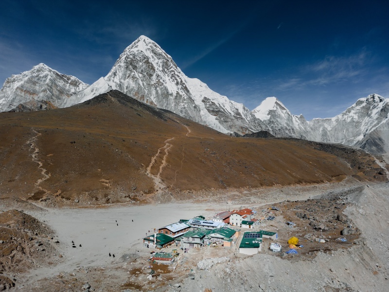 Gorakshep is a small village, and it is mostly dryland without vegetation. It is very close to Mount Everest as it lies in the Himalayan region of Khumbu.