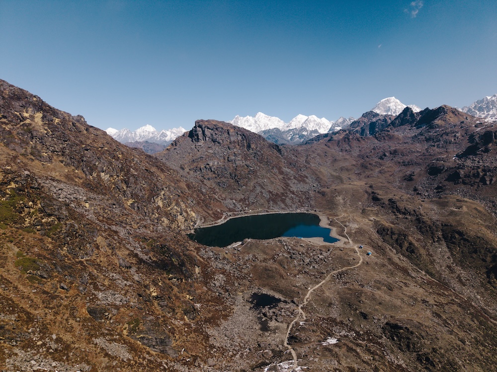 Aerial View of Bhairav Kunda Lake in Sindhupalchowk