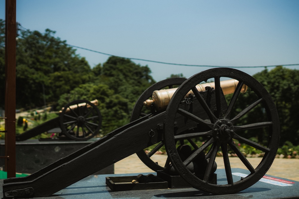 A historic cannon at Sindhuli Gadhi, recalling the military defenses that once guarded this strategic fortress.
