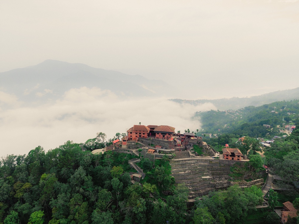 An aerial view of Gorkha Durbar, the historic hilltop palace from where the Shah kings ruled Gorkha and the story of Nepal’s unification took shape.
