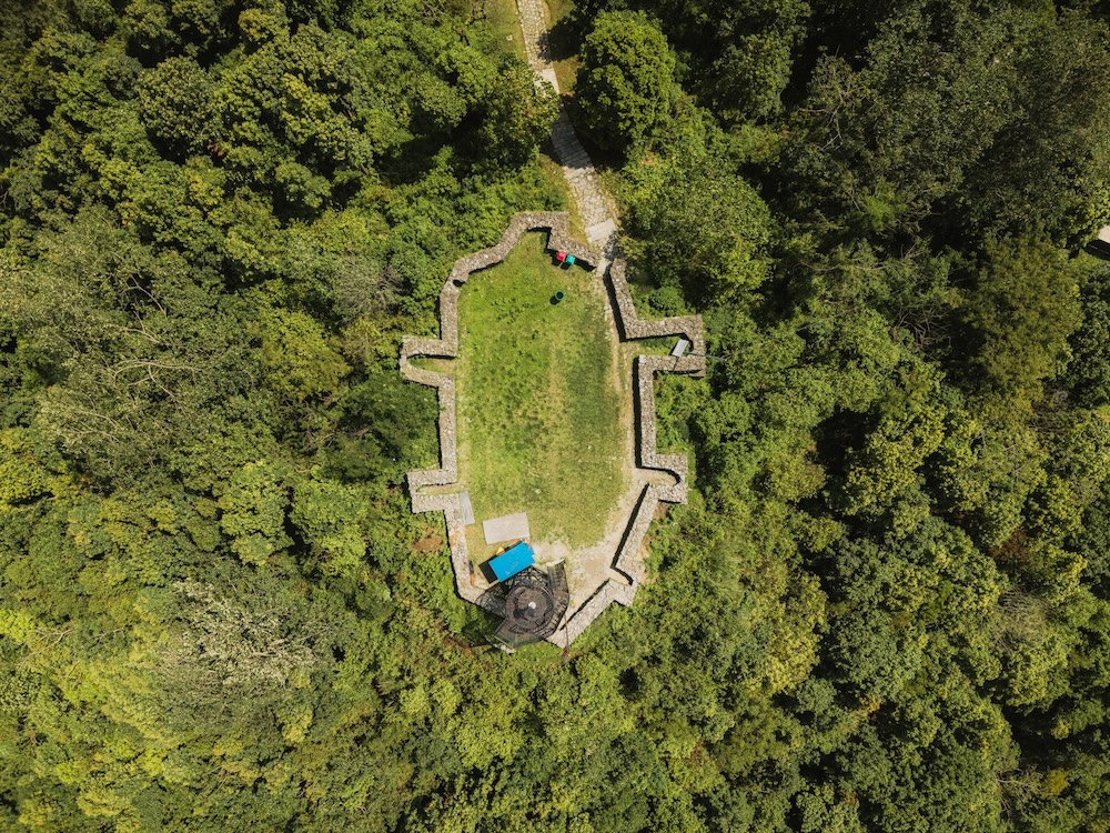 An aerial view of Sindhuli Gadhi, a historic fortress that played a pivotal role in Nepal’s military history.
