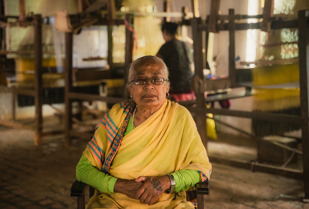 Purna Maya Maharjan, lovingly known as “Aji,” carrying generations of Dhaka weaving tradition in Tansen, Palpa.